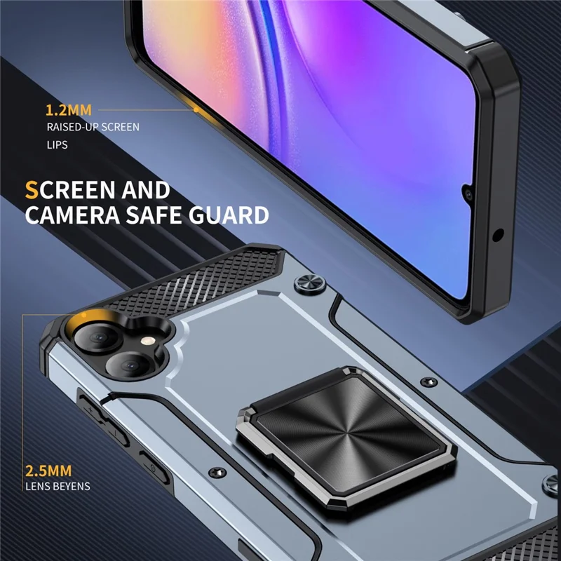 Achat en gros pour étui Samsung Galaxy A05 4G Anneau support de maintien Kickstand TPU+PC Hybrid Cover - Gris