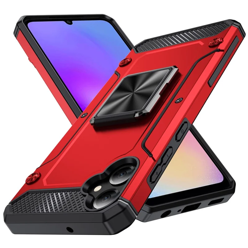 Bulk Purchasing For Samsung Galaxy A05 4G Case Ring Holder Kickstand TPU+PC Hybrid Phone Cover - Red