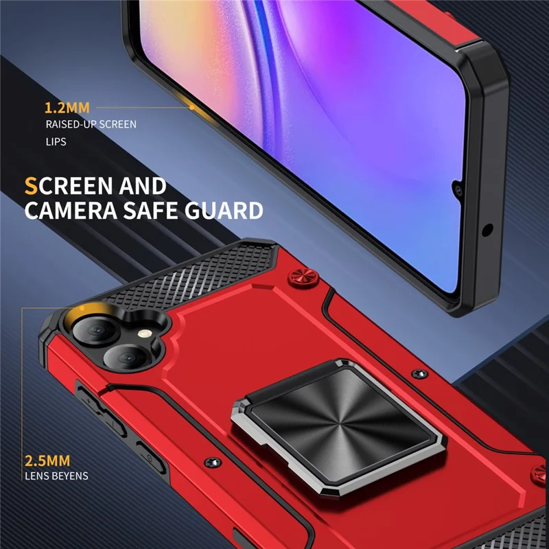 Bulk Purchasing For Samsung Galaxy A05 4G Case Ring Holder Kickstand TPU+PC Hybrid Phone Cover - Red