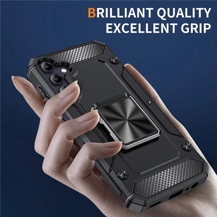 Bulk Buy Für Samsung Galaxy A15 4G / A15 5G Hülle Militärische Grad Anti-Drop TPU+PC Telefonschale - Schwarz