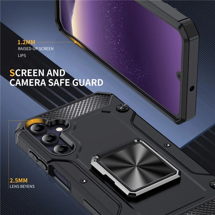 Bulk Buy Für Samsung Galaxy A15 4G / A15 5G Hülle Militärische Grad Anti-Drop TPU+PC Telefonschale - Schwarz