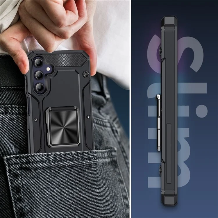 Bulk Buy Für Samsung Galaxy A15 4G / A15 5G Hülle Militärische Grad Anti-Drop TPU+PC Telefonschale - Schwarz