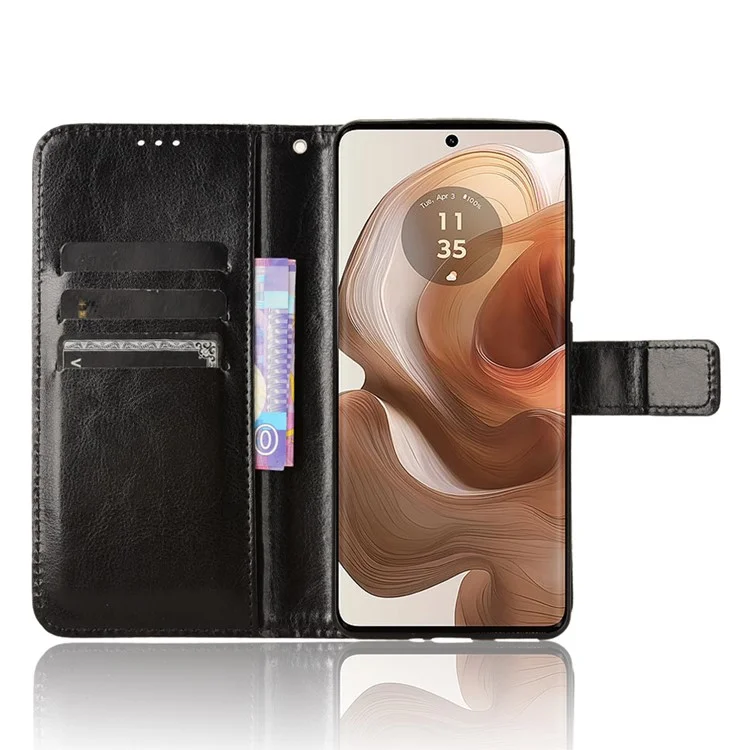 Für Motorola Edge 50 Ultra 5G / Moto X50 Ultra 5G Folie-Lederhülle Crazy Horse Textur Handyhülle - Schwarz