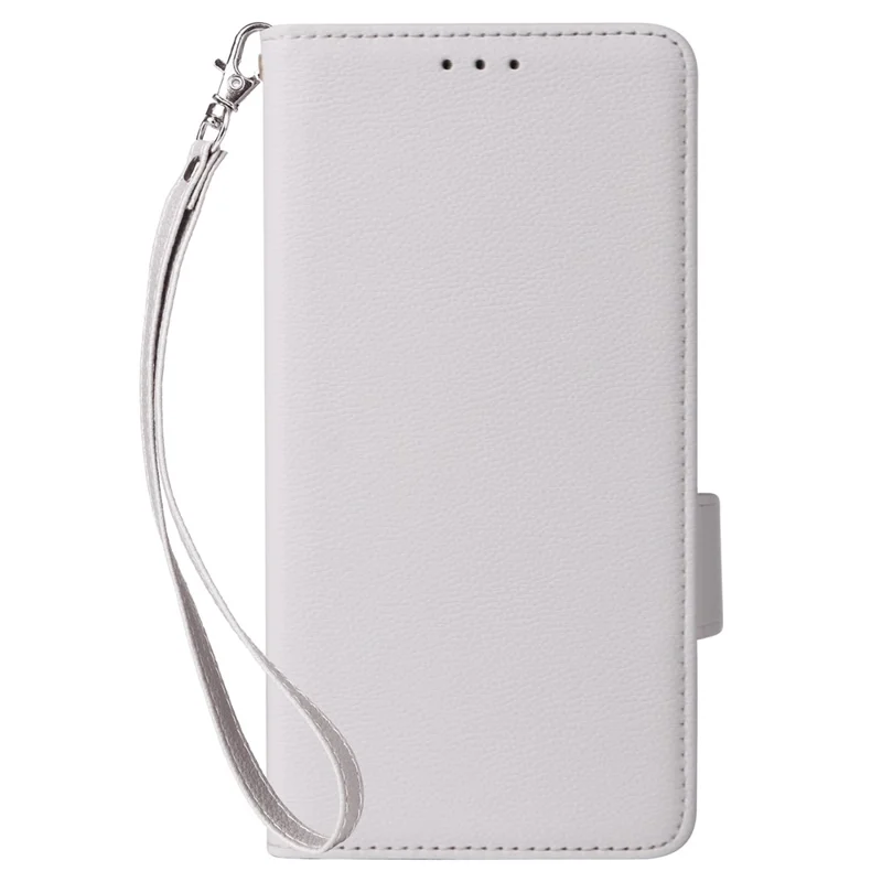 Para TCL 50 XL 5G Funda de Cuero Textura de Litchi Soporte de Tarjeta Plegable Funda de Teléfono - Blanco