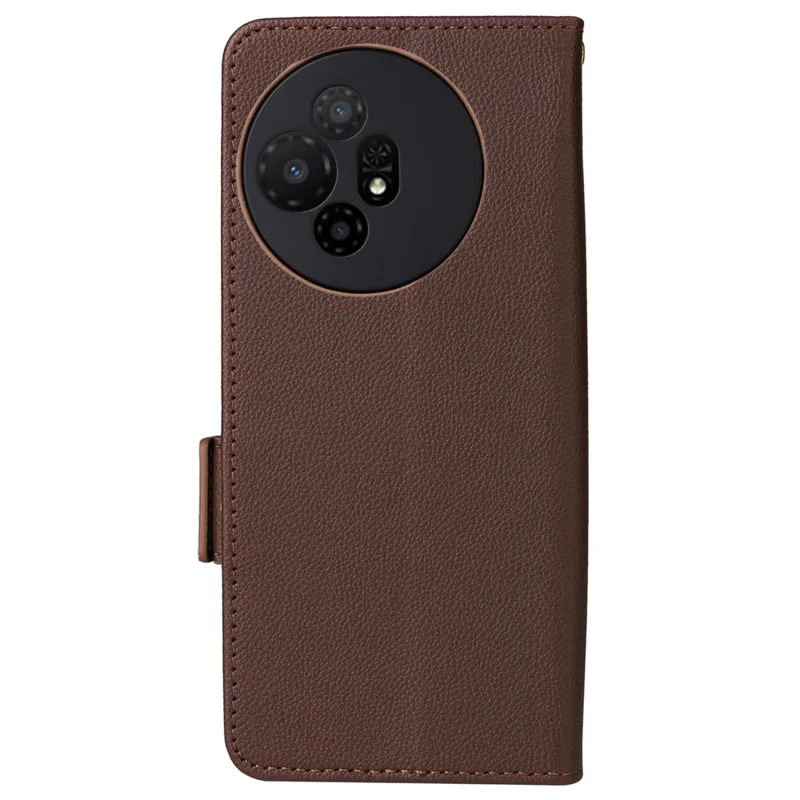 For TCL 50 XL 5G Case with Wrist Strap Litchi Texture PU Leather Wallet Phone Cover - Brown