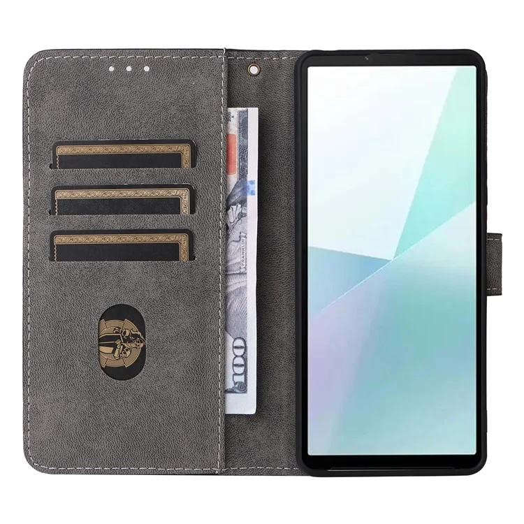 For Sony Xperia 10 VI Case PU Leather Stand Cover with RFID Blocking Wallet - Black