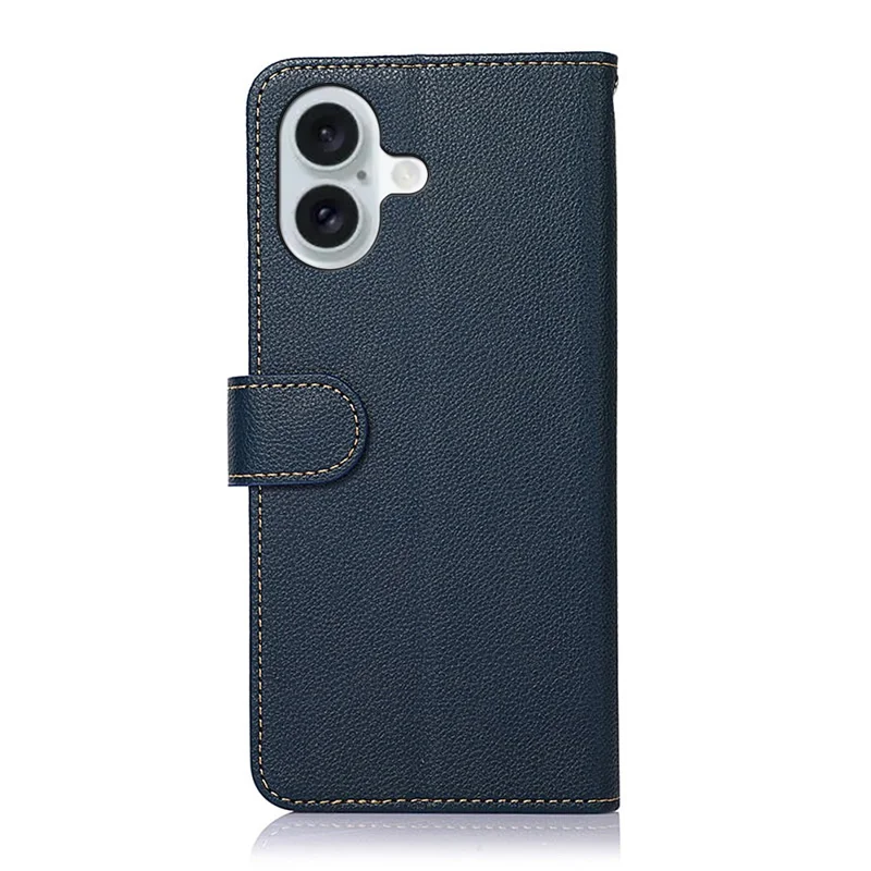 KHAZNEH For iPhone 16 Case RFID Blocking Wallet Leather Folio Flip Phone Cover - Blue