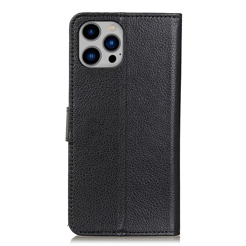 Para iPhone 16 Pro Max Case Wallet PU Leather Phone Cover Litchi Texture - Black