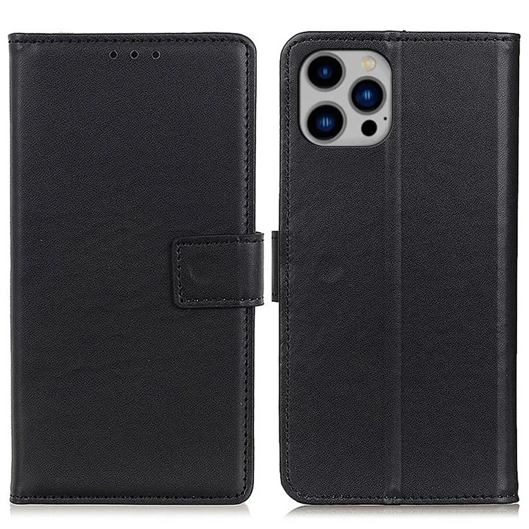 Para iPhone 16 Pro Case Wallet Stand PU Leather Mobile Phone Cover - Preto