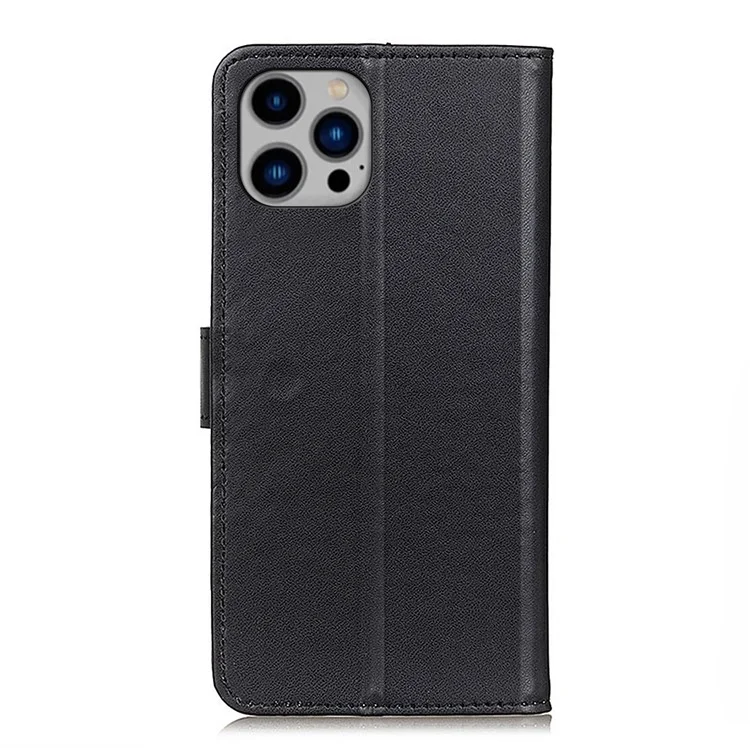 Para iPhone 16 Pro Case Wallet Stand PU Leather Mobile Phone Cover - Preto