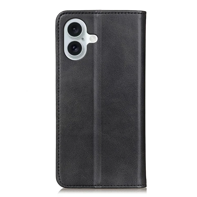 Funda para iPhone 16 Absorción magnética Cubierta de piel dividida Folio - Negro