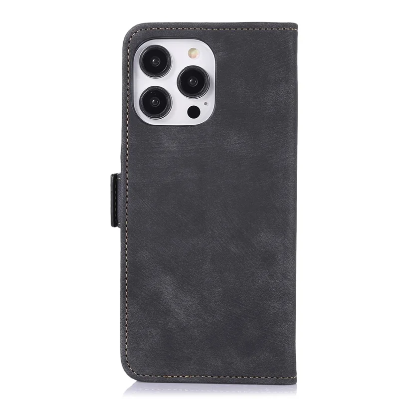 ABEEL For iPhone 16 Pro Max Case PU Leather Stand Retro Phone Cover with Card Slots - Black
