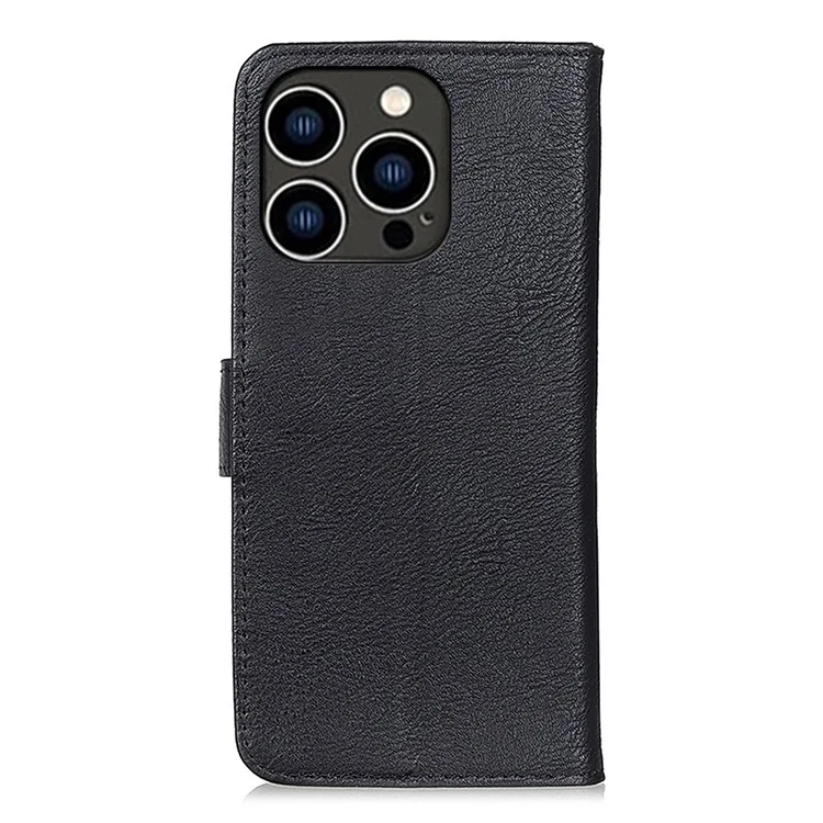KHAZNEH Per iPhone 16 Pro Wallet Case Texture in Pelle di Mucca Custodia Telefono - Nero