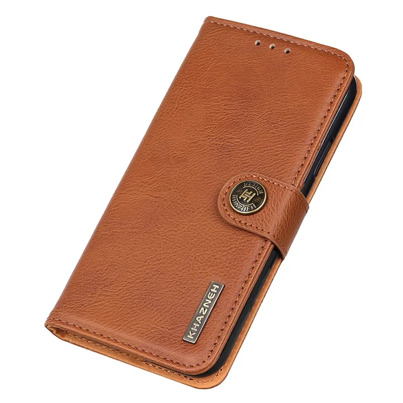 KHAZNEH For iPhone 16 Pro Wallet Case Cowhide Texture Leather Phone Cover - Brown
