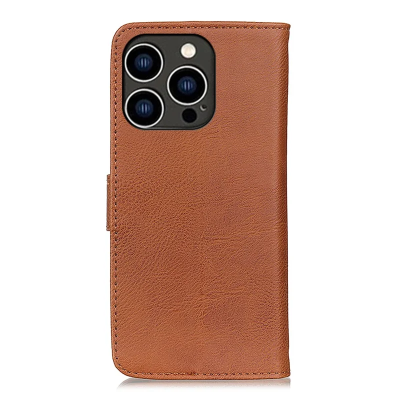 KHAZNEH For iPhone 16 Pro Wallet Case Cowhide Texture Leather Phone Cover - Brown