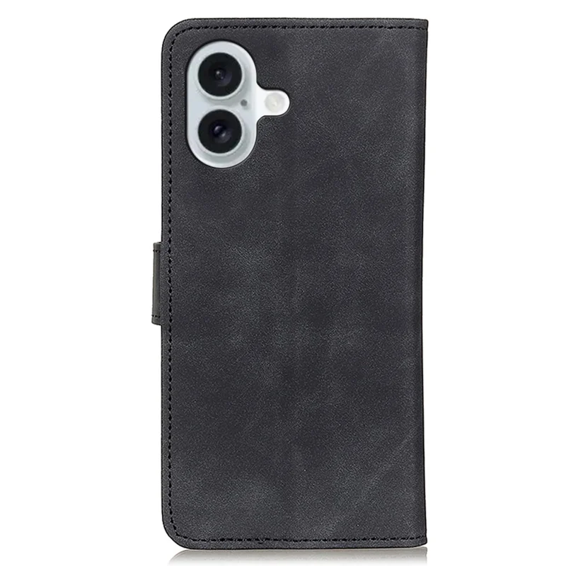 KHAZNEH Para iPhone 16 Case Retro Leather Phone Cover com Carteira Stand - Preto