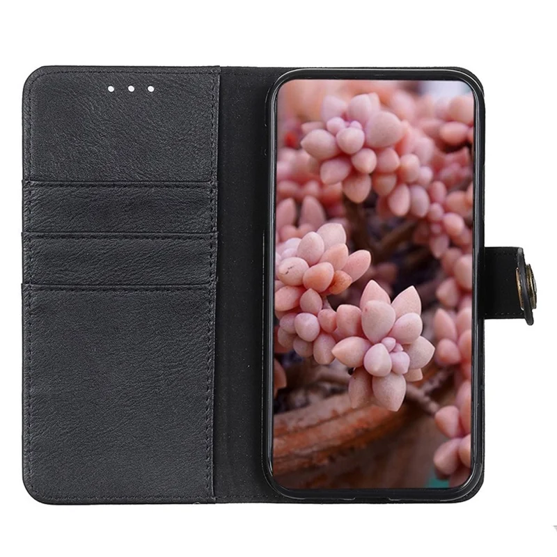 KHAZNEH For iPhone 16 Case Cowhide Texture Leather Phone Cover - Black