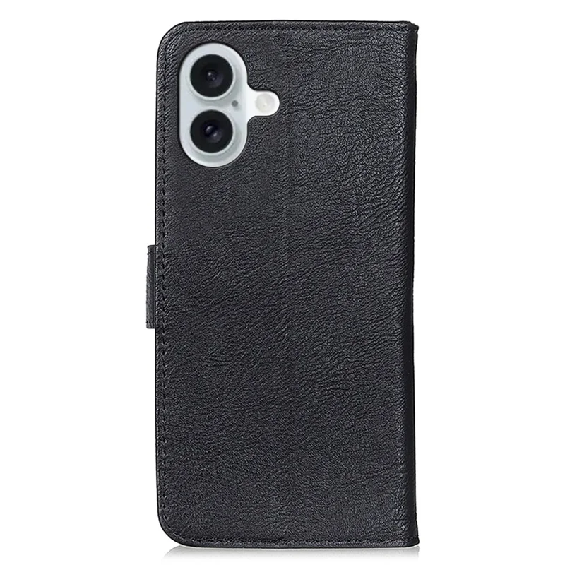 KHAZNEH For iPhone 16 Case Cowhide Texture Leather Phone Cover - Black