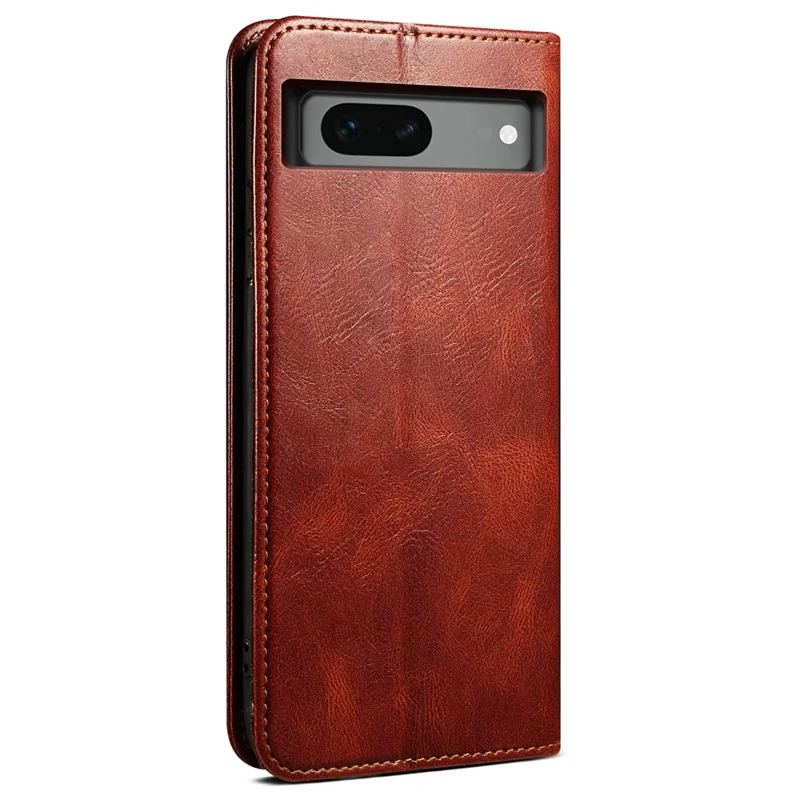 For Google Pixel 8a Case Waxy Crazy Horse Leather Phone Cover - Brown