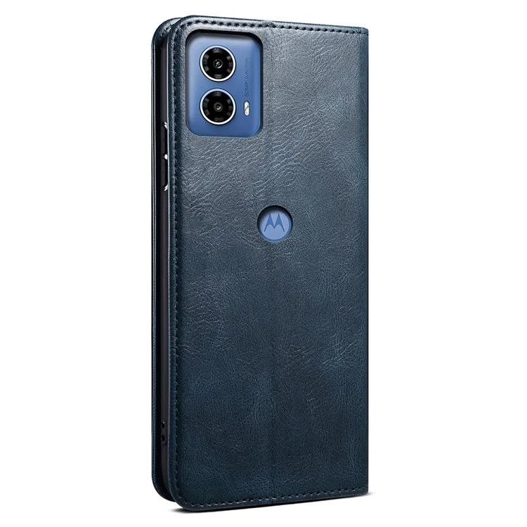 Funda para Motorola Edge 50 Fusion 5G Funda Waxy Crazy Horse Anti-Scratch Leather Phone Cover - Azul