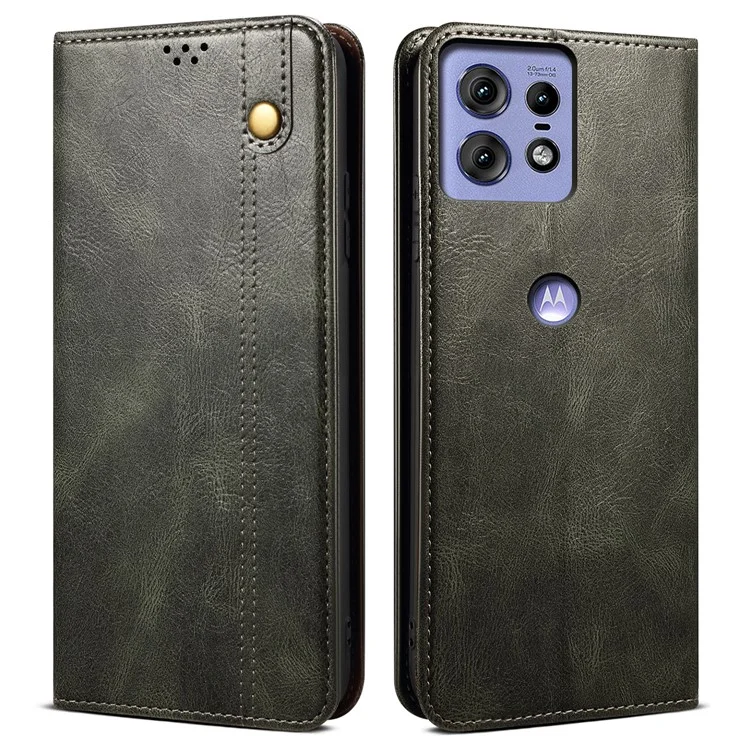 Para Motorola Edge 50 Pro 5G Case Waxy Crazy Horse Leather Wallet Phone Cover - Verde