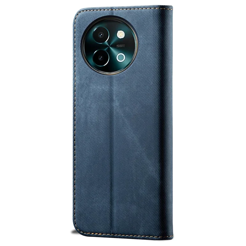 For vivo Y38 5G Wallet Case Jeans Cloth Texture Shockproof Leather Phone Cover - Blue