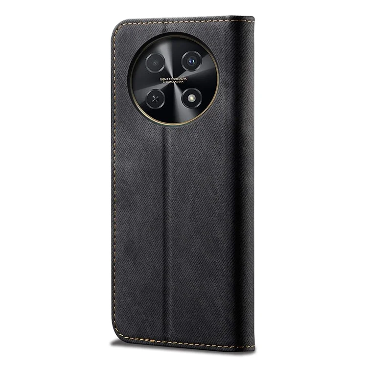 Für Huawei nova 2i / Enjoy 70 Pro Lederhülle Brieftasche Handyhülle Jeansstruktur - Schwarz