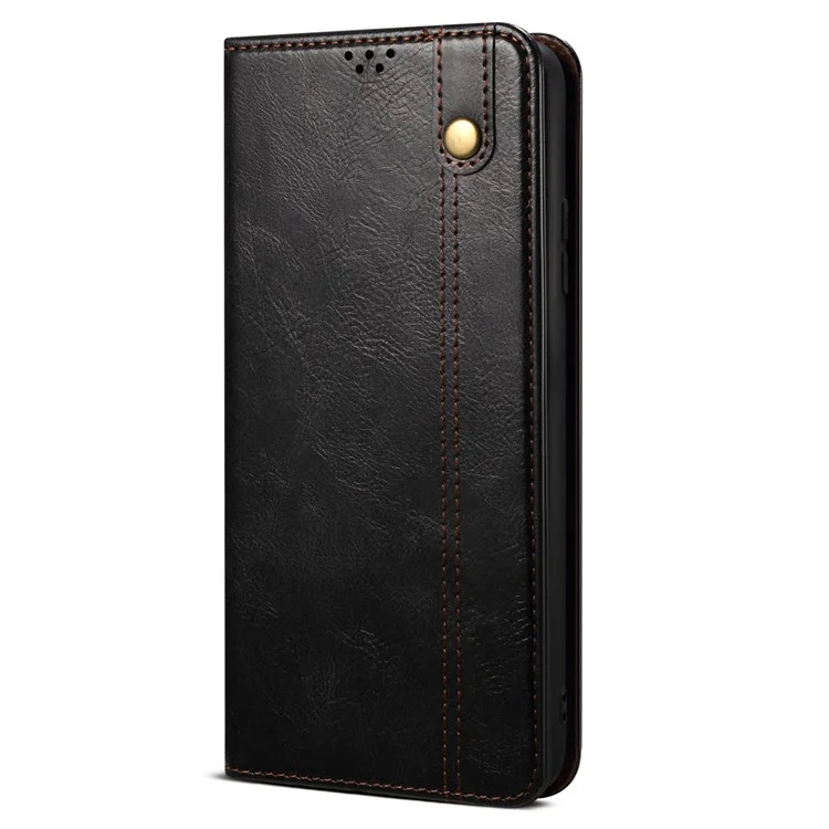 Para Huawei nova 12i 4G / Enjoy 70 Pro Capa de Carteira de Couro Textura de Cavalo Louco - Preto