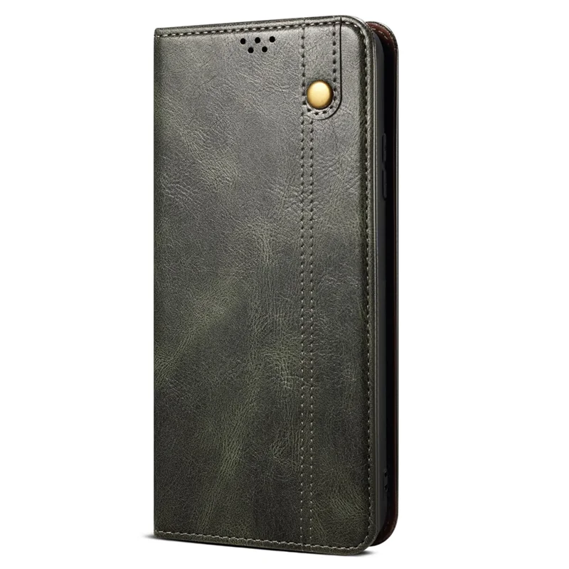 For Realme C65 4G Case Waxy Crazy Horse Anti-Drop Leather Phone Cover - Green