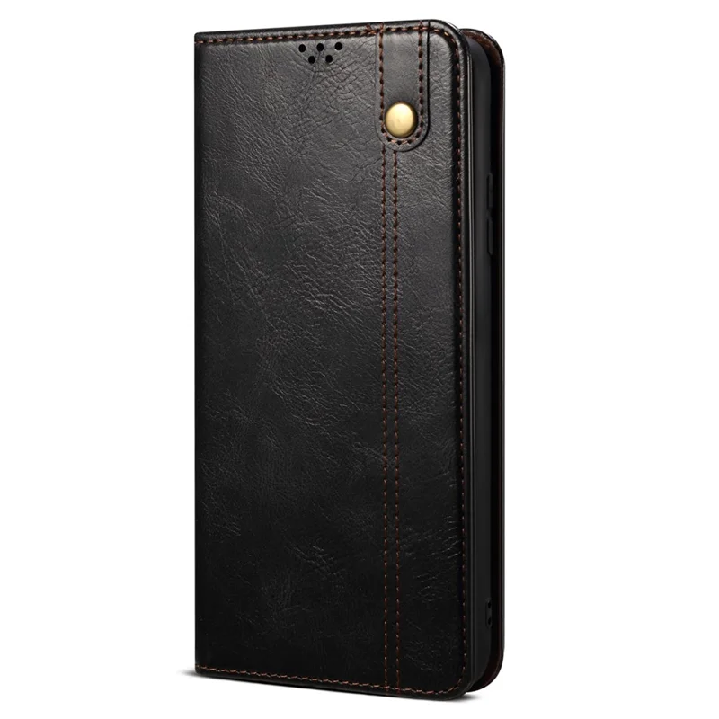 For Huawei Pura 70 Wallet Case Waxy Crazy Horse Texture Leather Stand Phone Cover - Black