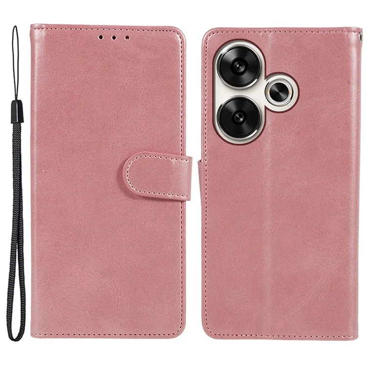 Per Xiaomi Redmi Turbo 3 5G / Poco F6 5G Custodia Pelle Sintetica Texture Chiusura Magnetica Wallet Cover - Rose Gold
