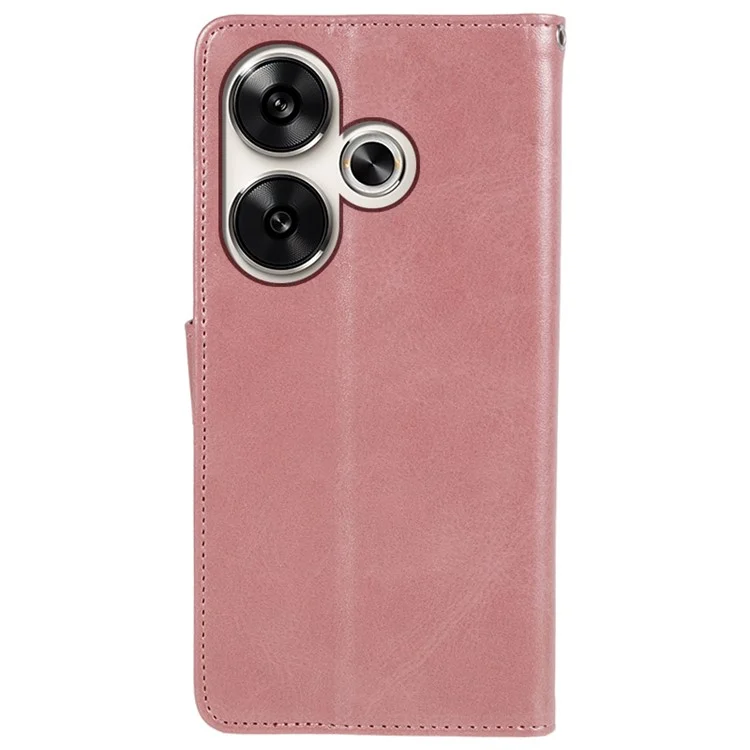 Per Xiaomi Redmi Turbo 3 5G / Poco F6 5G Custodia Pelle Sintetica Texture Chiusura Magnetica Wallet Cover - Rose Gold