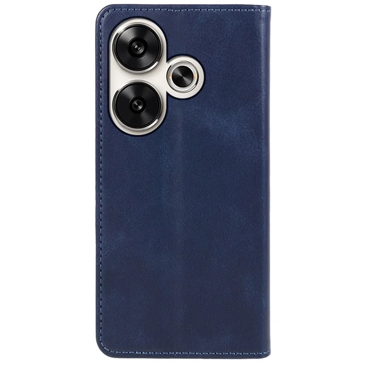 Para Xiaomi Redmi Turbo 3 5G / Poco F6 5G Capa de Couro Magnética Flip Textura de Bezerro Capa de Telefone - Azul