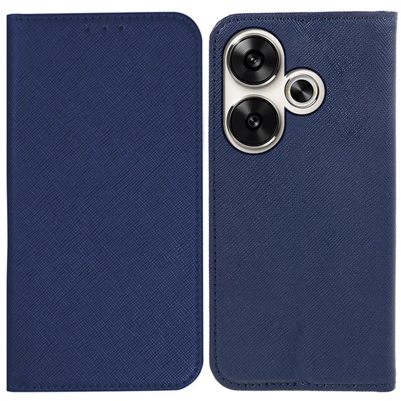 For Xiaomi Redmi Turbo 3 5G / Poco F6 5G Case Wallet Cross Texture Leather Flip Phone Cover - Dark Blue