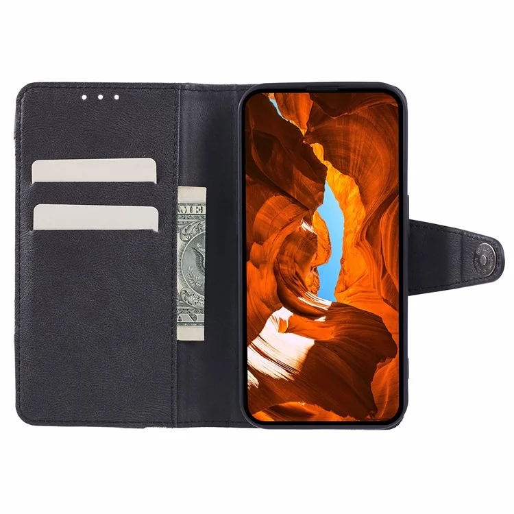 Per Xiaomi Redmi Turbo 3 5G / Poco F6 5G Custodia Wallet Texture in pelle Crazy Horse Splicing - Nero