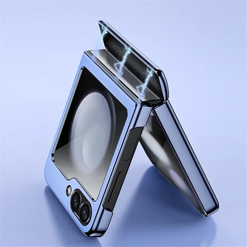 For Samsung Galaxy Z Flip7 FE 5G / Z Flip6 5G Case Electroplating Magnetic Hinge PU+PC Phone Cover - Purple