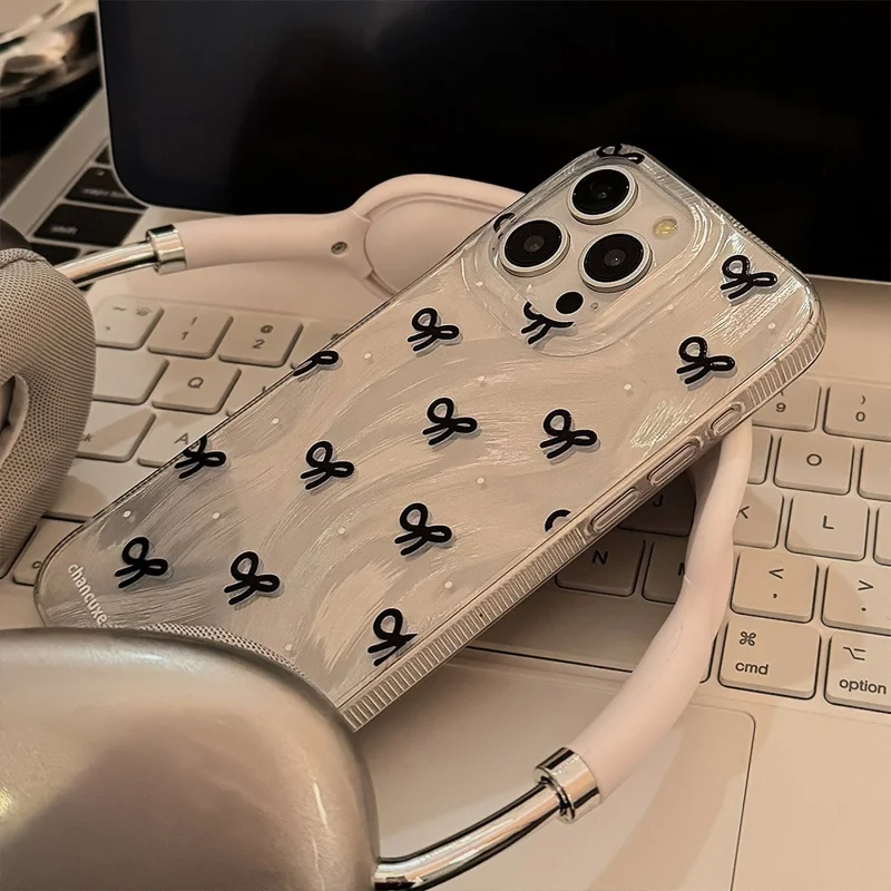 For iPhone 15 Pro Max TPU Case Bow Pattern Protective Phone Cover