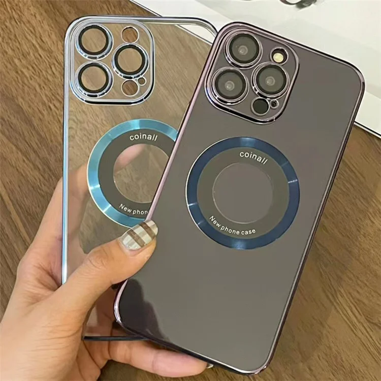 Capa Magnética para iPhone 15 Pro com Logotipo e Proteção de Lente - Prata