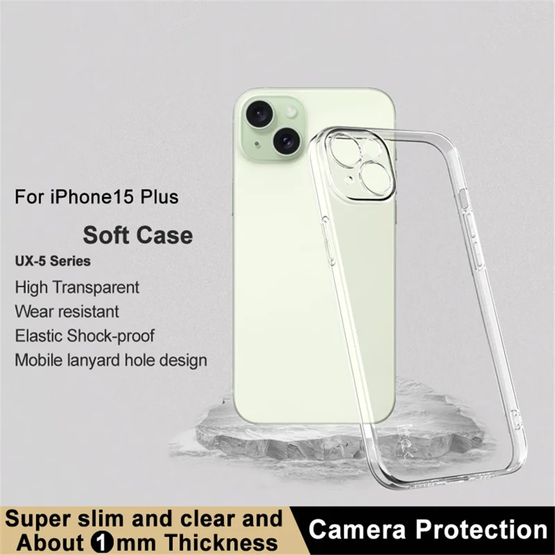 IMAK UX-5-serie voor iPhone 15 Plus hoesje TPU transparant beschermmantel