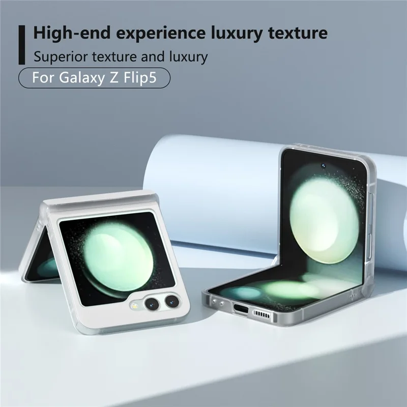 For Samsung Galaxy Z Flip5 5G Case Hinge Protection Leather+PC Anti-slip Phone Cover - White