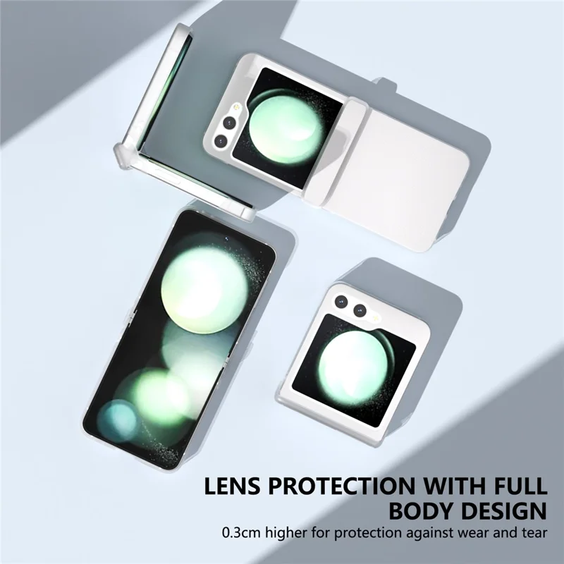 For Samsung Galaxy Z Flip5 5G Case Hinge Protection Leather+PC Anti-slip Phone Cover - White
