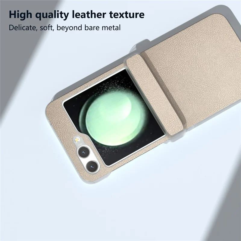 For Samsung Galaxy Z Flip5 5G Case Hinge Protection Leather+PC Anti-slip Phone Cover - Gold