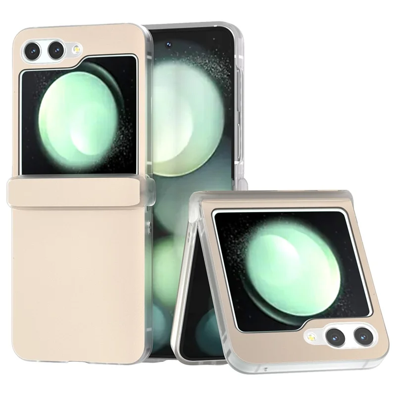 For Samsung Galaxy Z Flip5 5G Case Hinge Protection Leather+PC Anti-slip Phone Cover - Light Pink