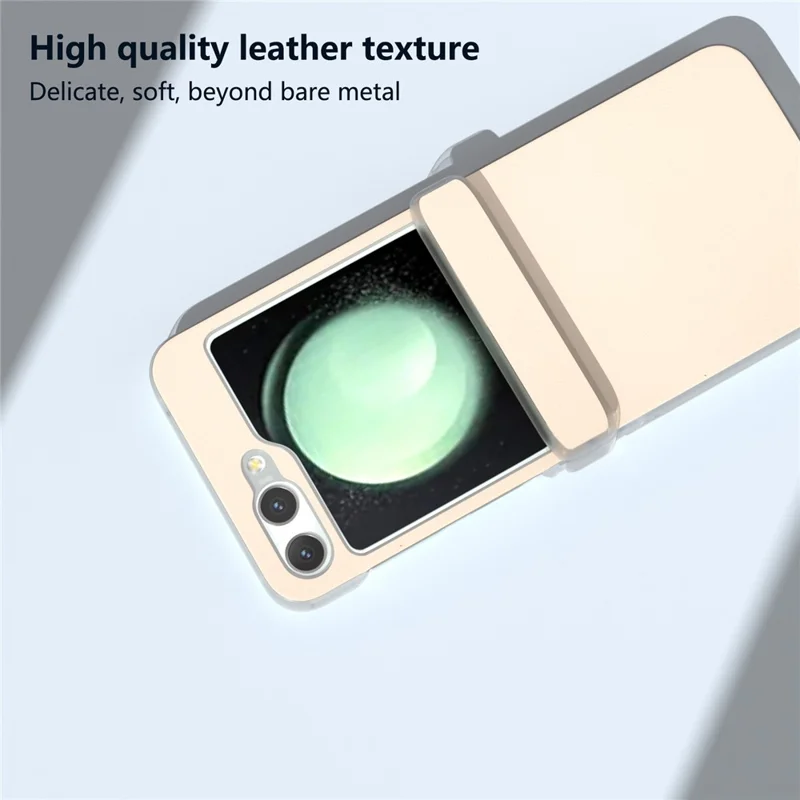 For Samsung Galaxy Z Flip5 5G Case Hinge Protection Leather+PC Anti-slip Phone Cover - Light Pink