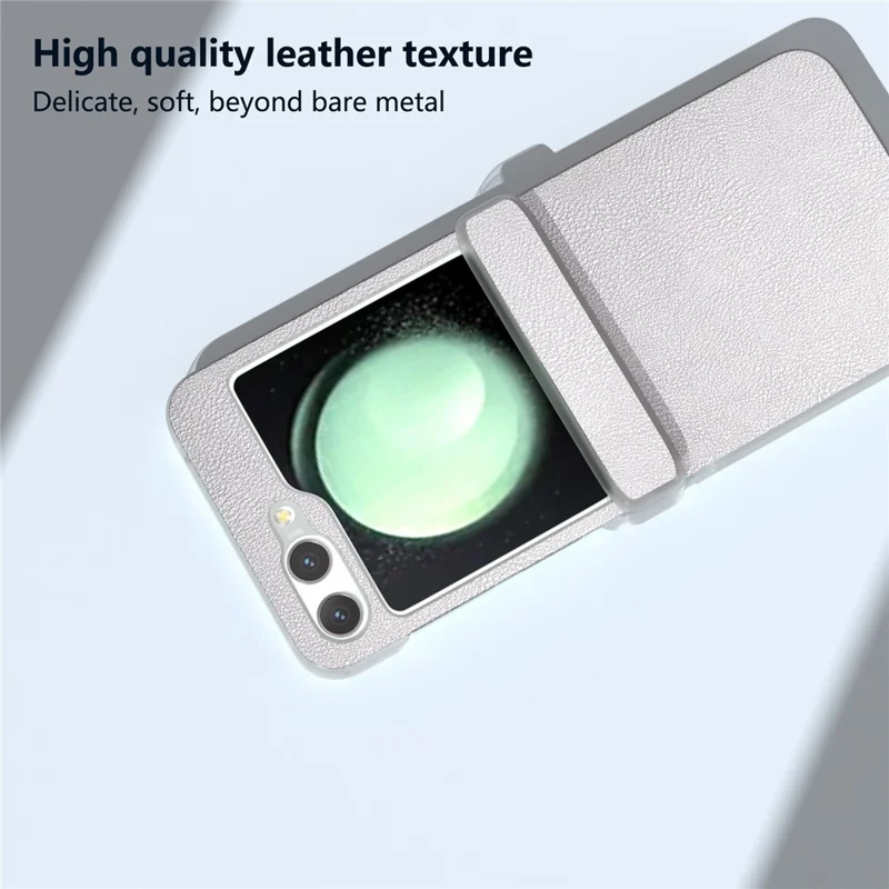 For Samsung Galaxy Z Flip5 5G Case Hinge Protection Leather+PC Anti-slip Phone Cover - Silver