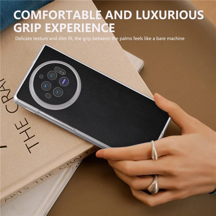 For vivo X Fold3 Case Anti-Slip Grip Protective Leather+PC Phone Cover - Black