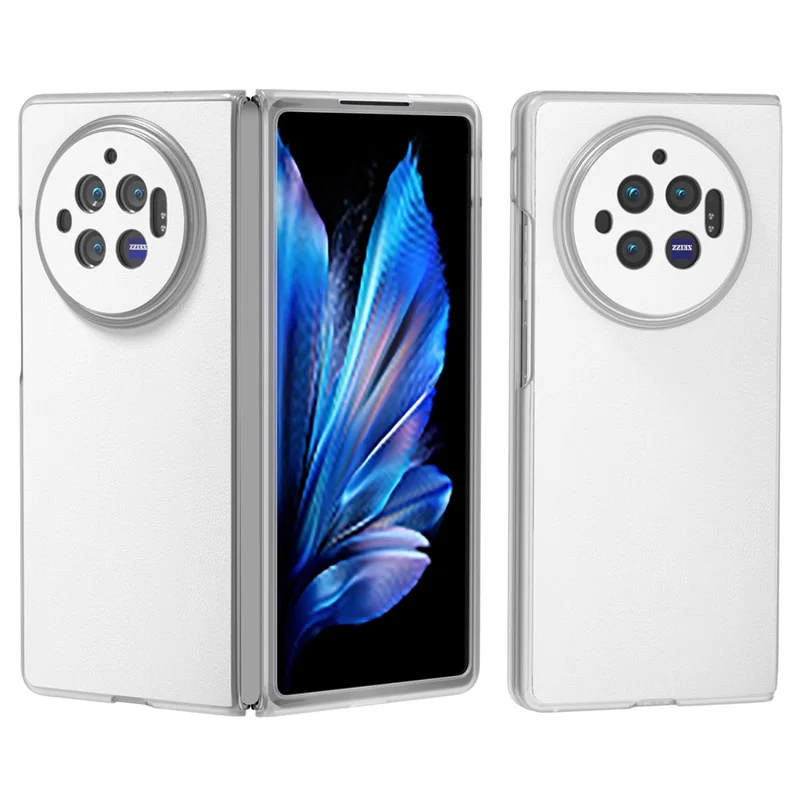 Pour vivo X Fold3 Coque Anti-dérapante Grip Protective Cuir+PC Housse de téléphone - Blanc