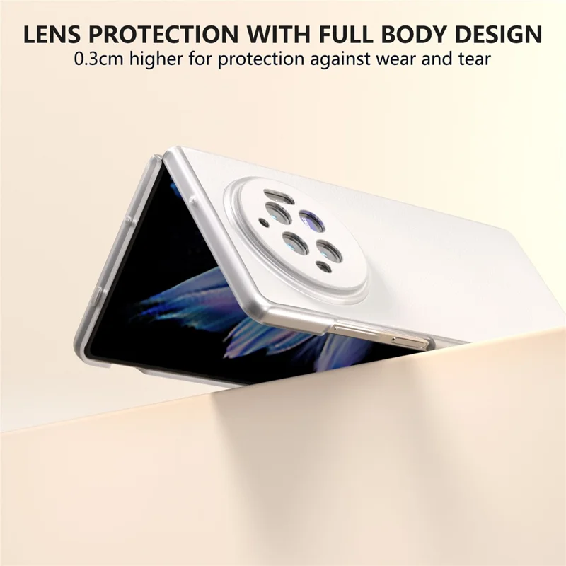 Pour vivo X Fold3 Coque Anti-dérapante Grip Protective Cuir+PC Housse de téléphone - Blanc