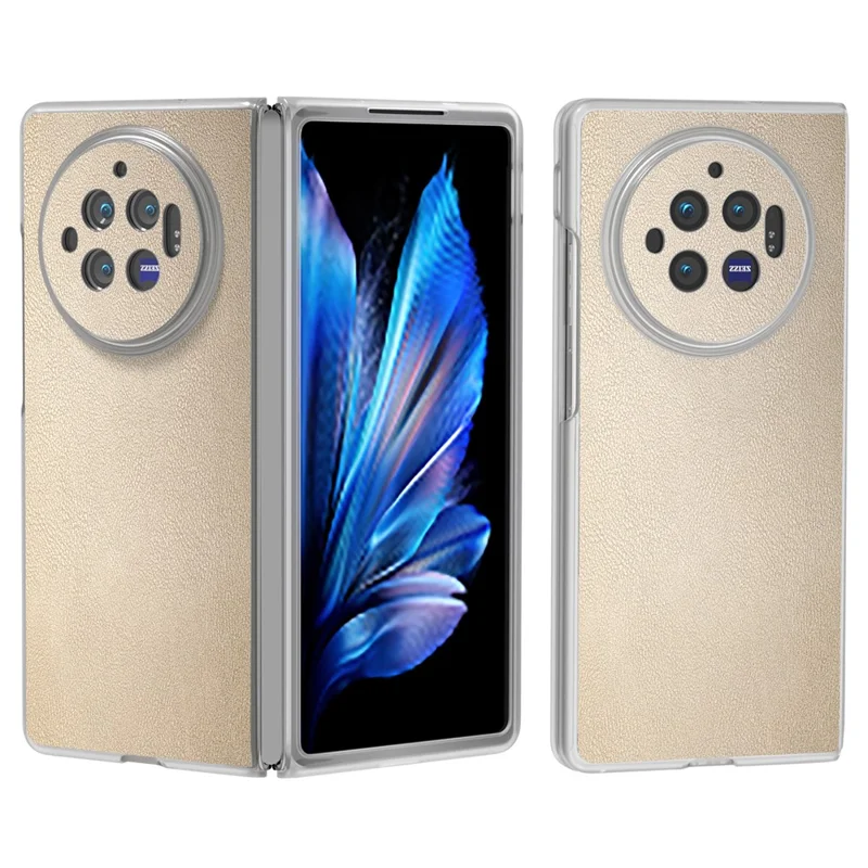 Obudowa do vivo X Fold3, etui ochronne ze skóry i tworzywa PC z antypoślizgowym uchwytem - złote