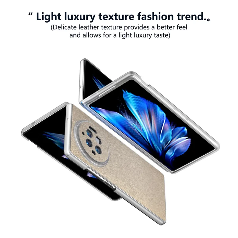 Obudowa do vivo X Fold3, etui ochronne ze skóry i tworzywa PC z antypoślizgowym uchwytem - złote